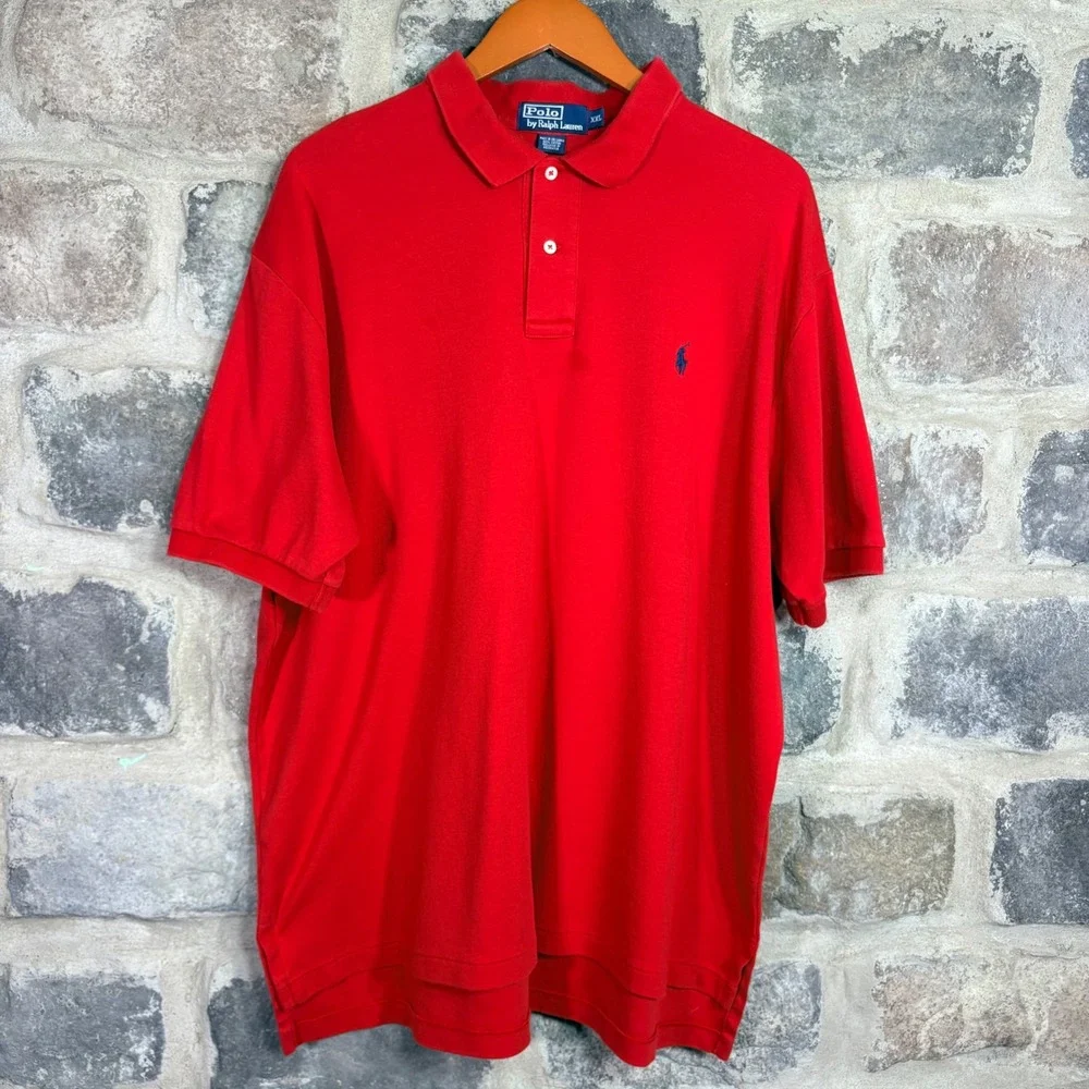 VTG Polo Ralph Lauren Men's XXL Red Short Sleeve Classic Fit‎ Cotton Polo Shirt